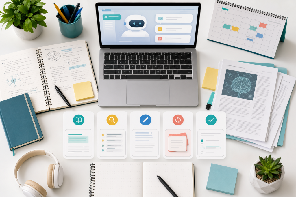 best AI tools for students study workflow with research writing and exam prep apps