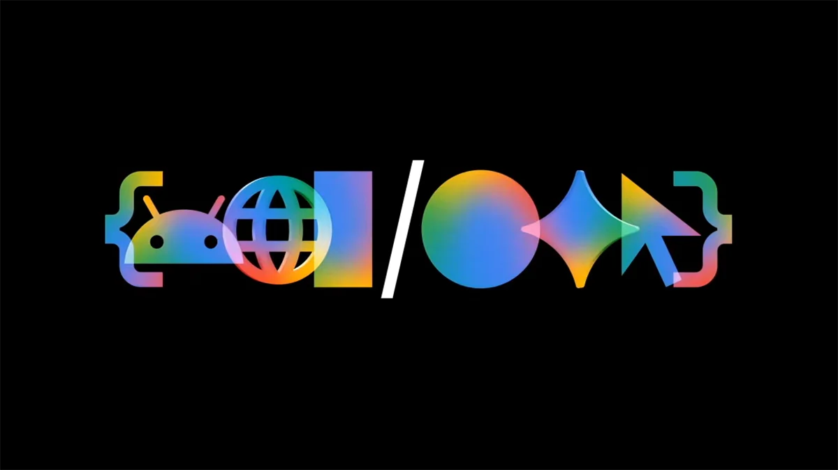 Google I/O 2026 Event Visuals Google I/O 2026 developer conference visuals featuring Android, Chrome, Gemini AI and more