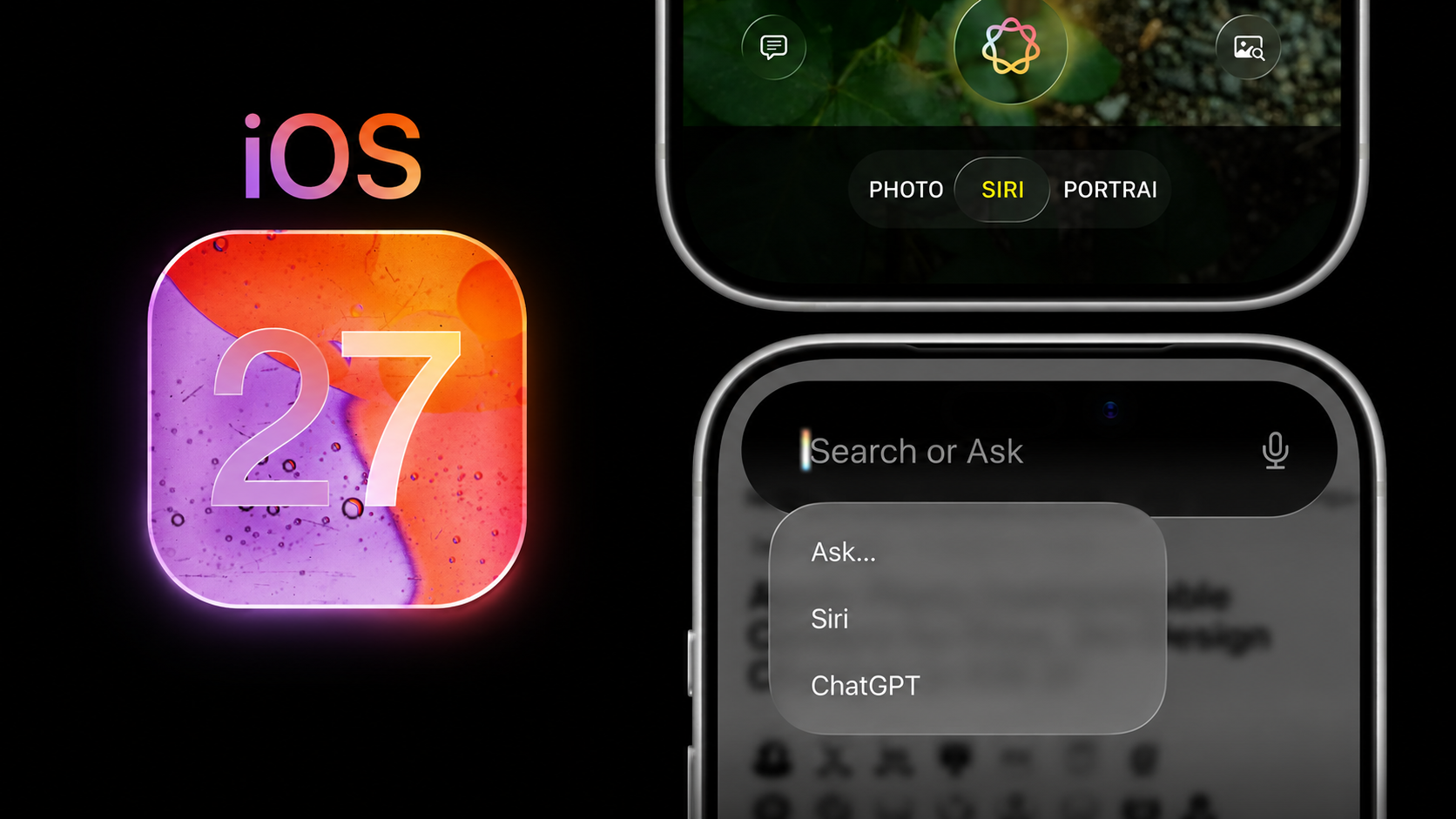 Apple iOS 27 featuring redesigned Siri with Dynamic Island interface and AI features including ChatGPT integration